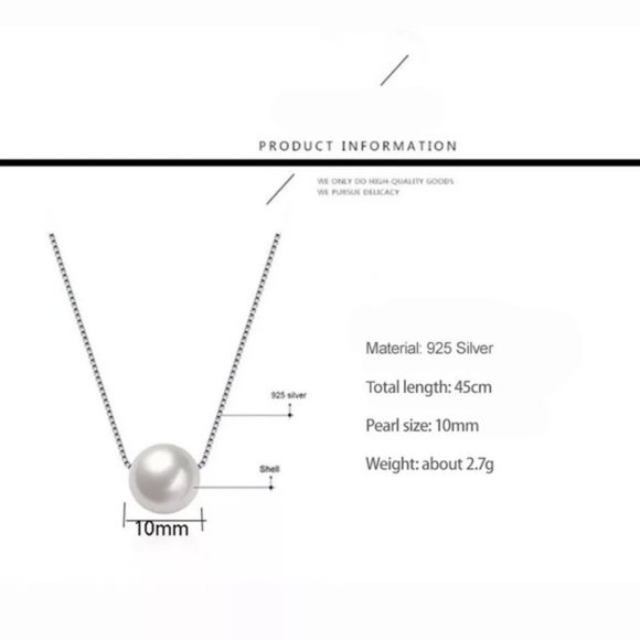 NEW 925 Sterling Silver Simple Pearl Necklace - Picture 2 of 5